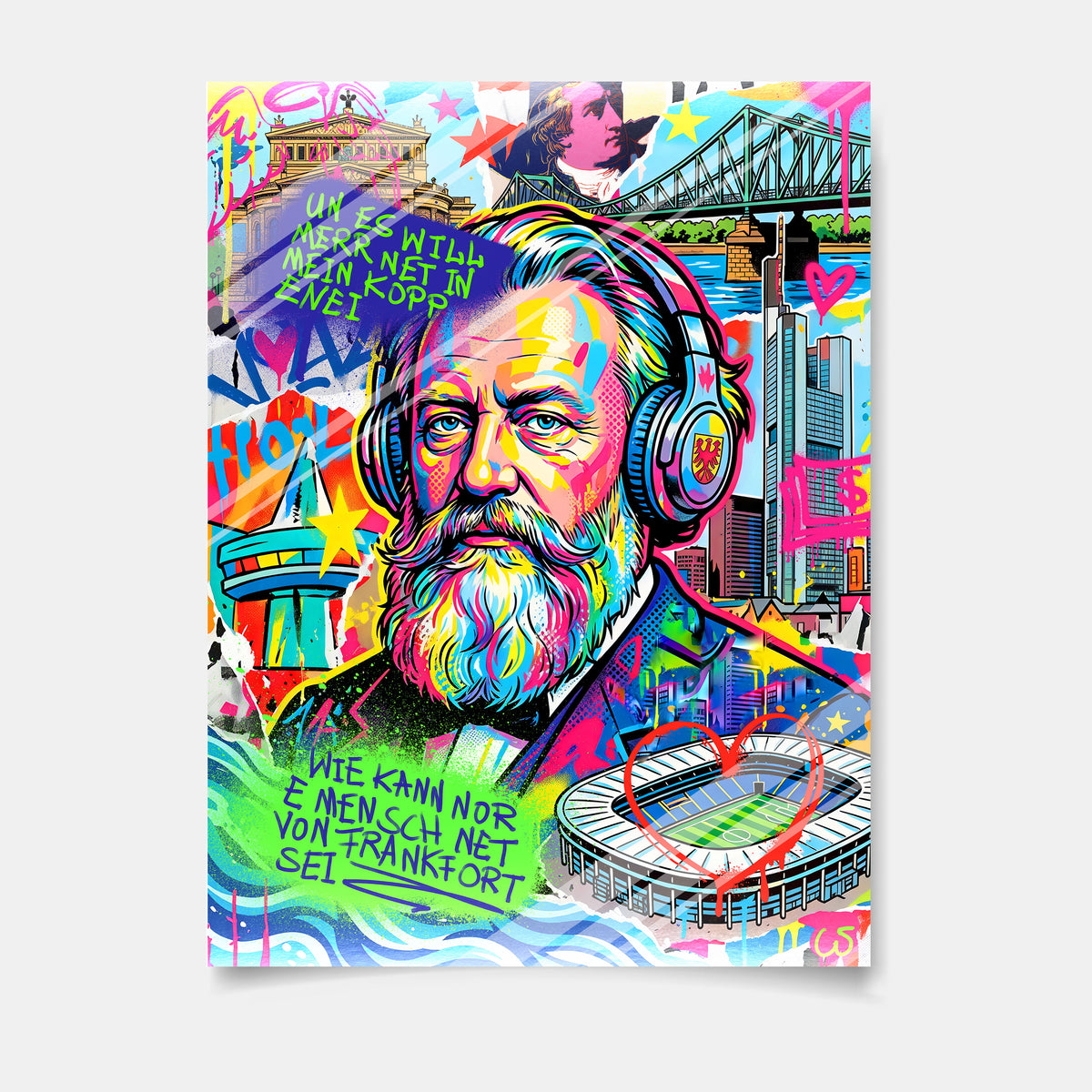 Friedrich Stoltze Pop Art, Poster glänzend, Raumansicht – Frankfurt Wandbild