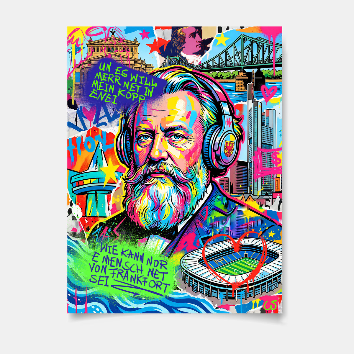 Friedrich Stoltze Pop Art, Poster, Raumansicht – Frankfurt Wandbild