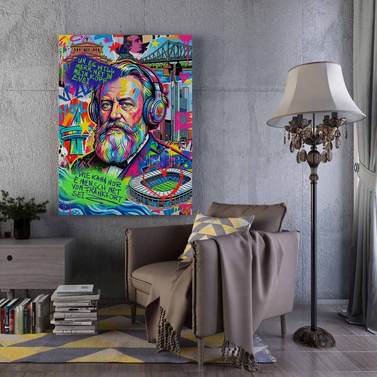 Friedrich Stoltze Pop Art, Raumansicht – Frankfurt Wandbild
