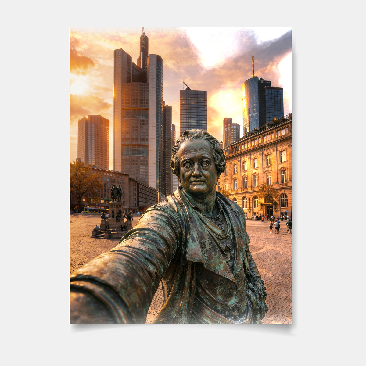 Goethe Statue Selfie, Poster glänzend – Frankfurt Wandbild