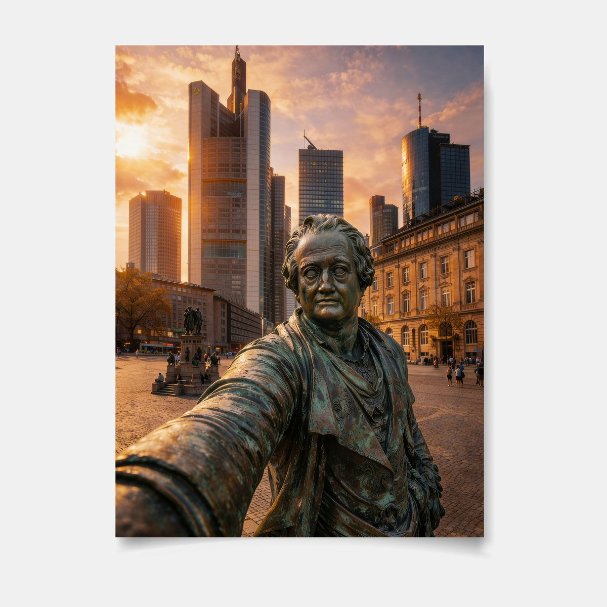 Goethe Statue Selfie, Poster matt – Frankfurt Wandbild