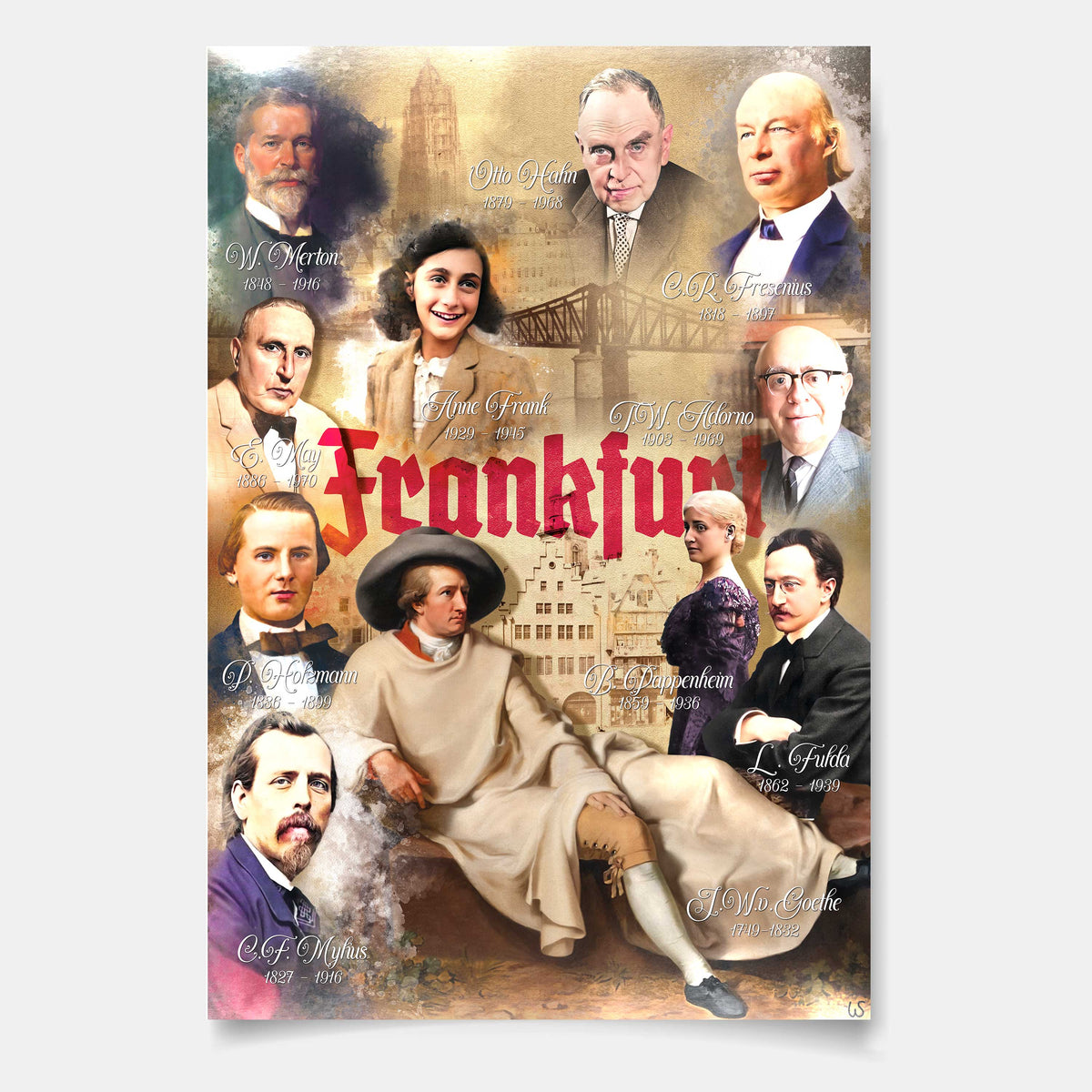 Historische Frankfurter Persönlichkeiten, Poster glänzend – Wandbild
