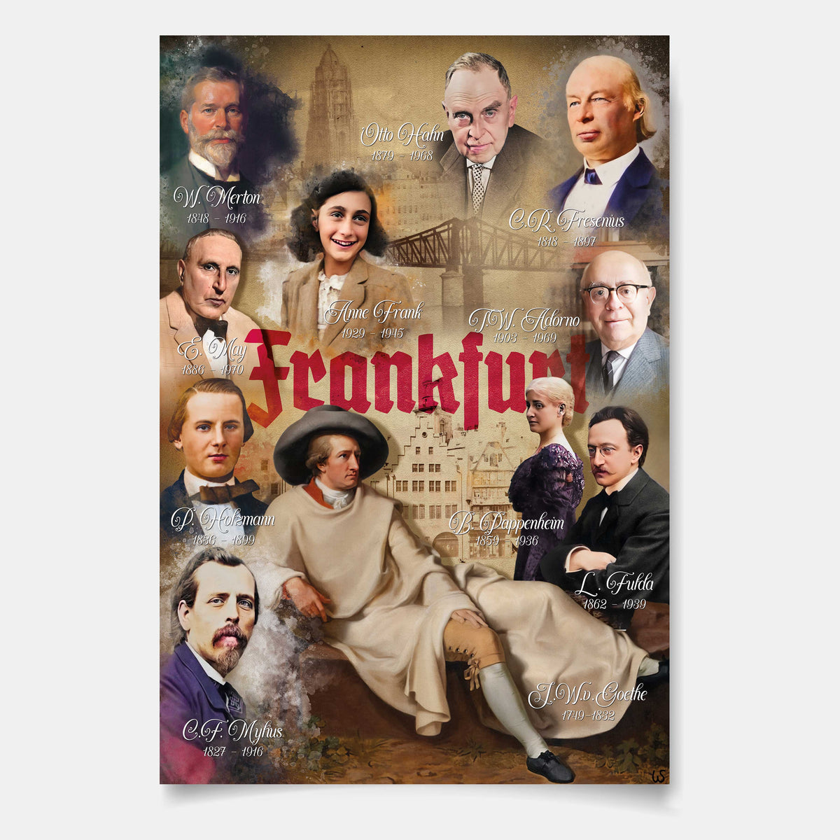 Historische Frankfurter Persönlichkeiten, Poster matt – Wandbild