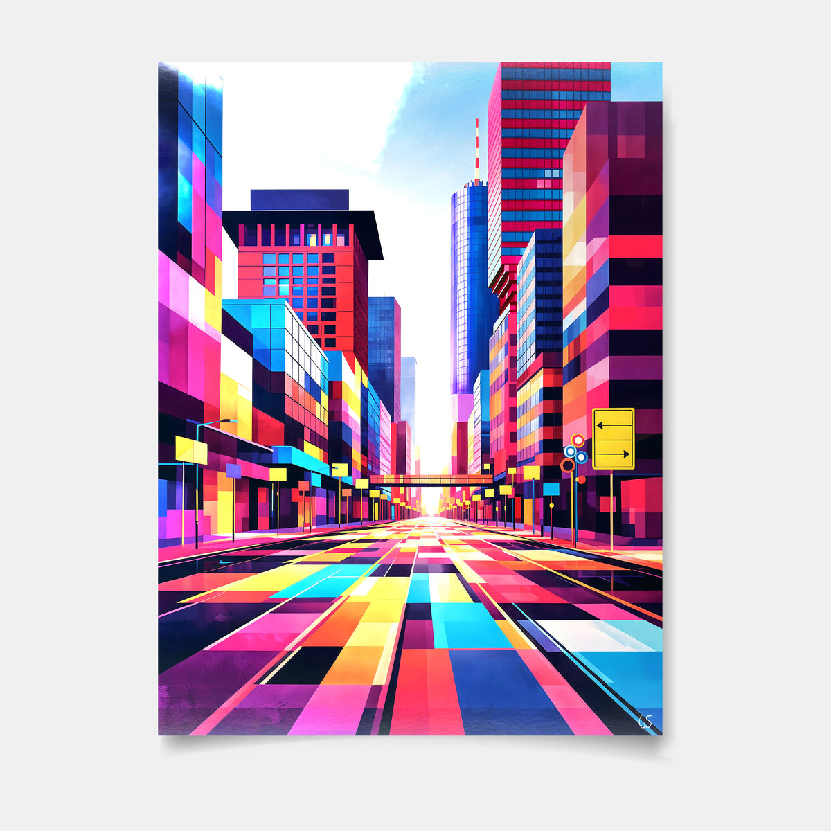 Neue Mainzer Straße, Poster glänzend, Raumansicht – Frankfurt Wandbild