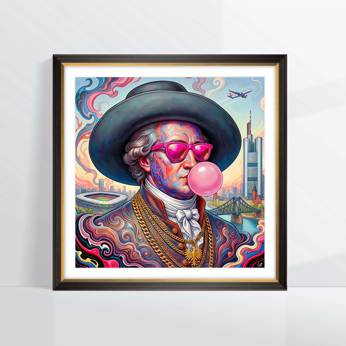 Rosarote Brille, Raumansicht – Frankfurt Wandbild