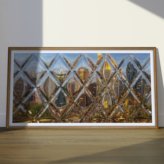 Skyline im Gerippten – Frankfurt Wandbild, Ansicht 1